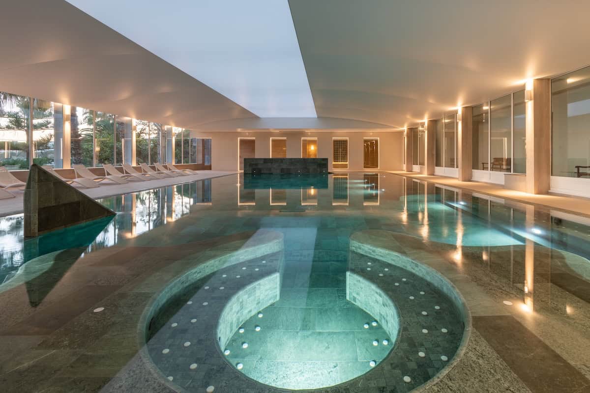 A modern luxury swimming pool