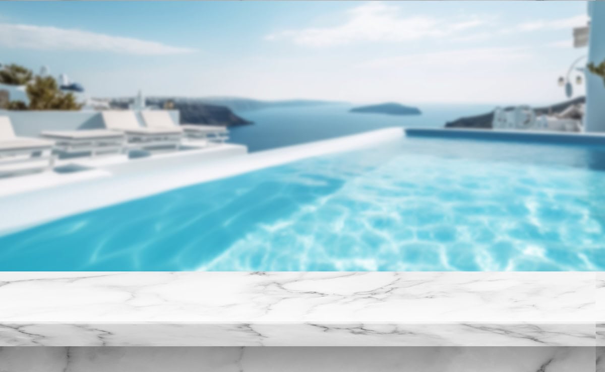 A luxury swimming pool design with premium marbl