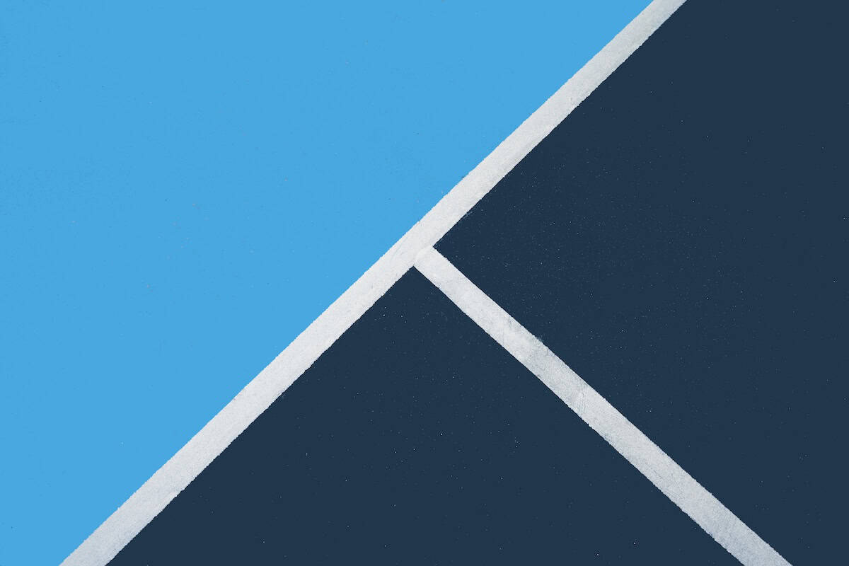 Close-up of pickleball court markings