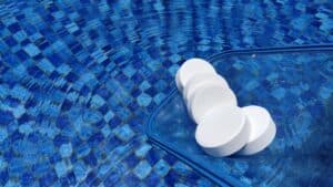 Chlorine pool with pool professional testing water chemistry and free chlorine levels closely